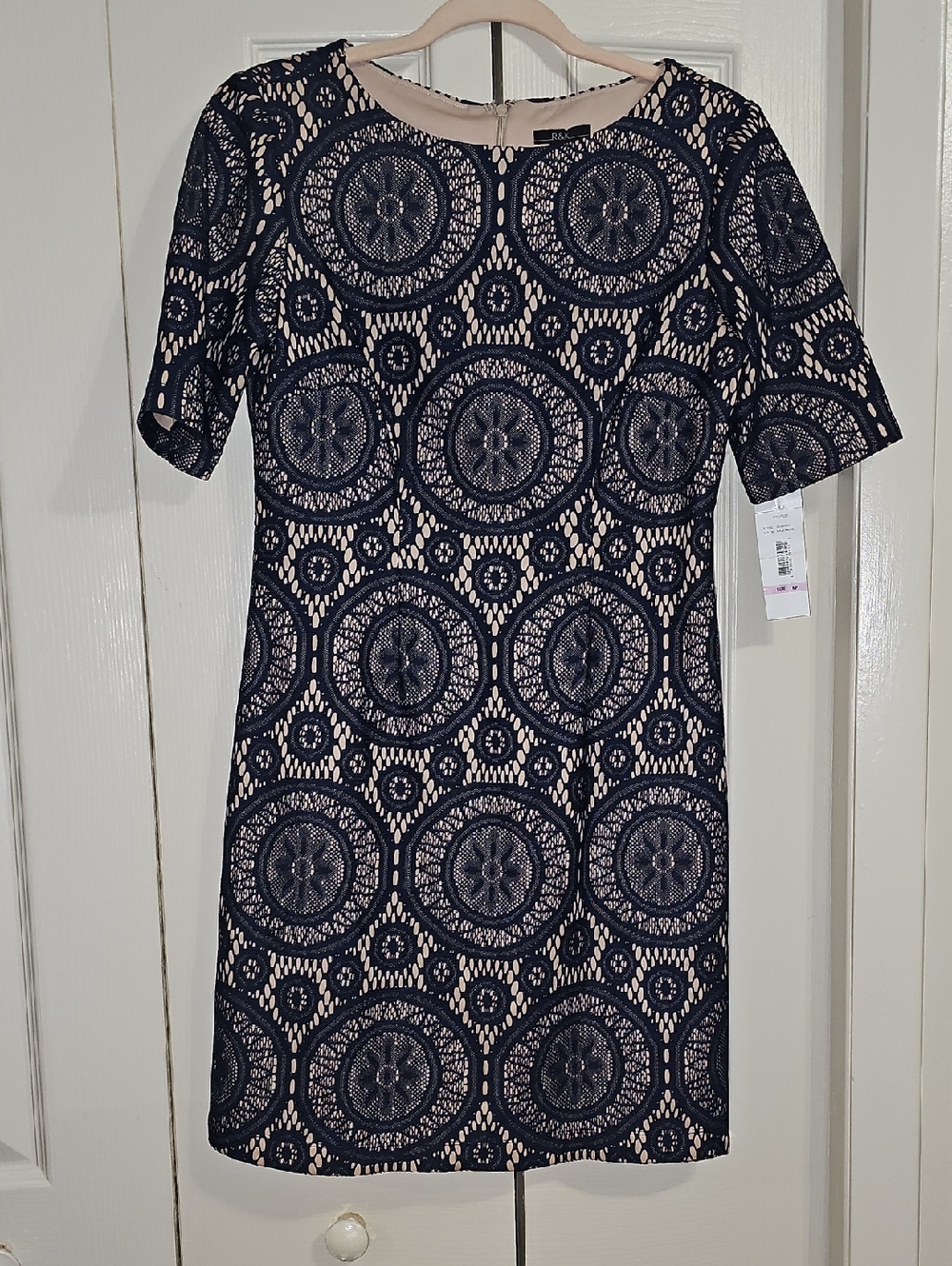 R&K Navy Lace Overlay Sheath Dress